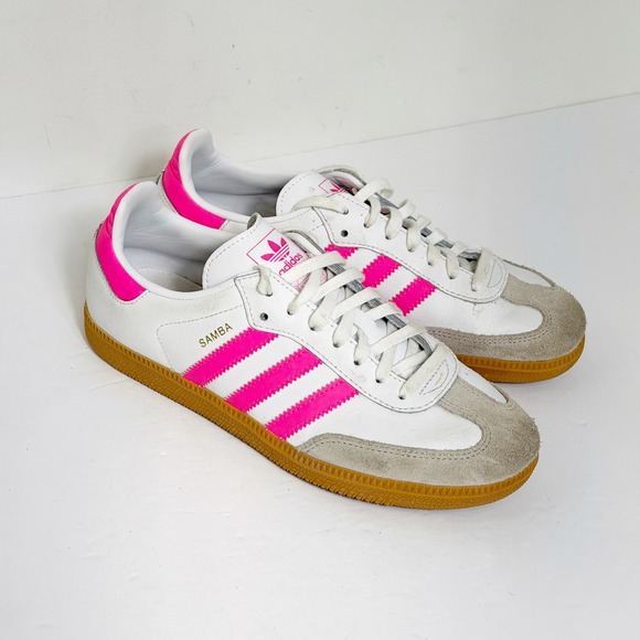 adidas Other - Adidas Samba OG Sneakers Girls 5.5 White Pink Gum Sole Low Top Shoes APH 281001